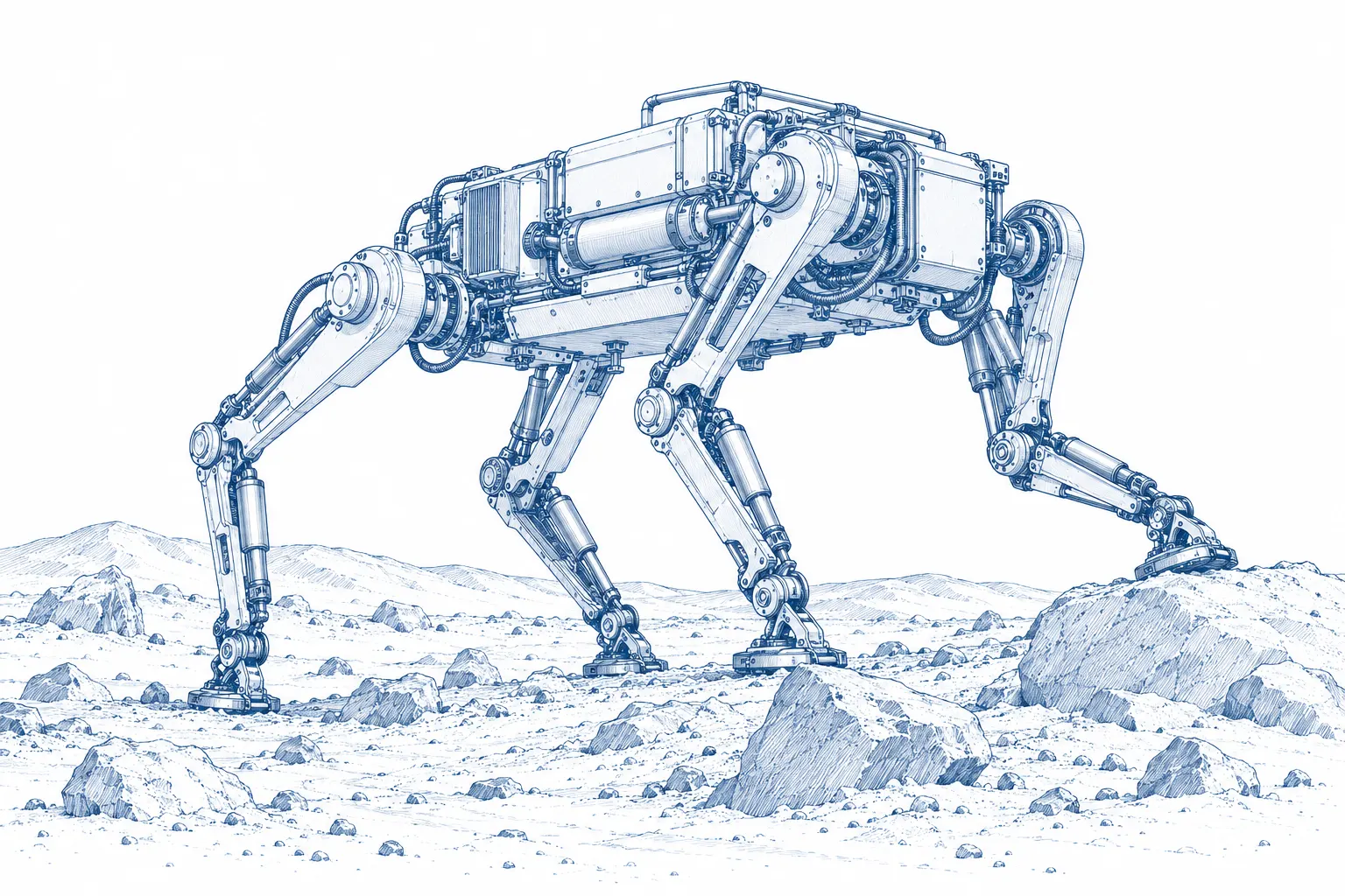 Quadrupeds for terrain nobody has surveyed: the problem the work in Genova addresses.