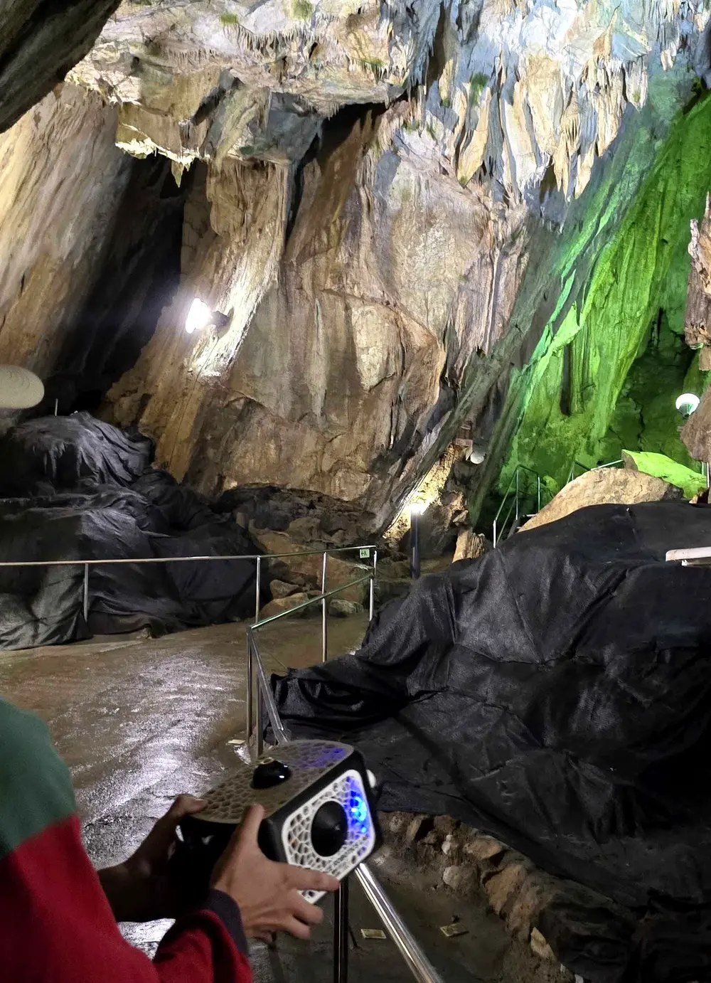The modular sensor box in Abukuma Cave, a stand-in for lunar caves.